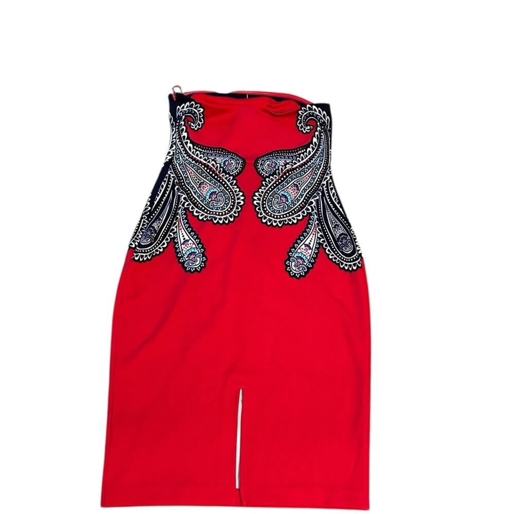 Express Strapless Red Paisley Dress Size 10 NWT - Picture 5 of 5